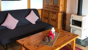 30-inch TV with digital channels, fireplace