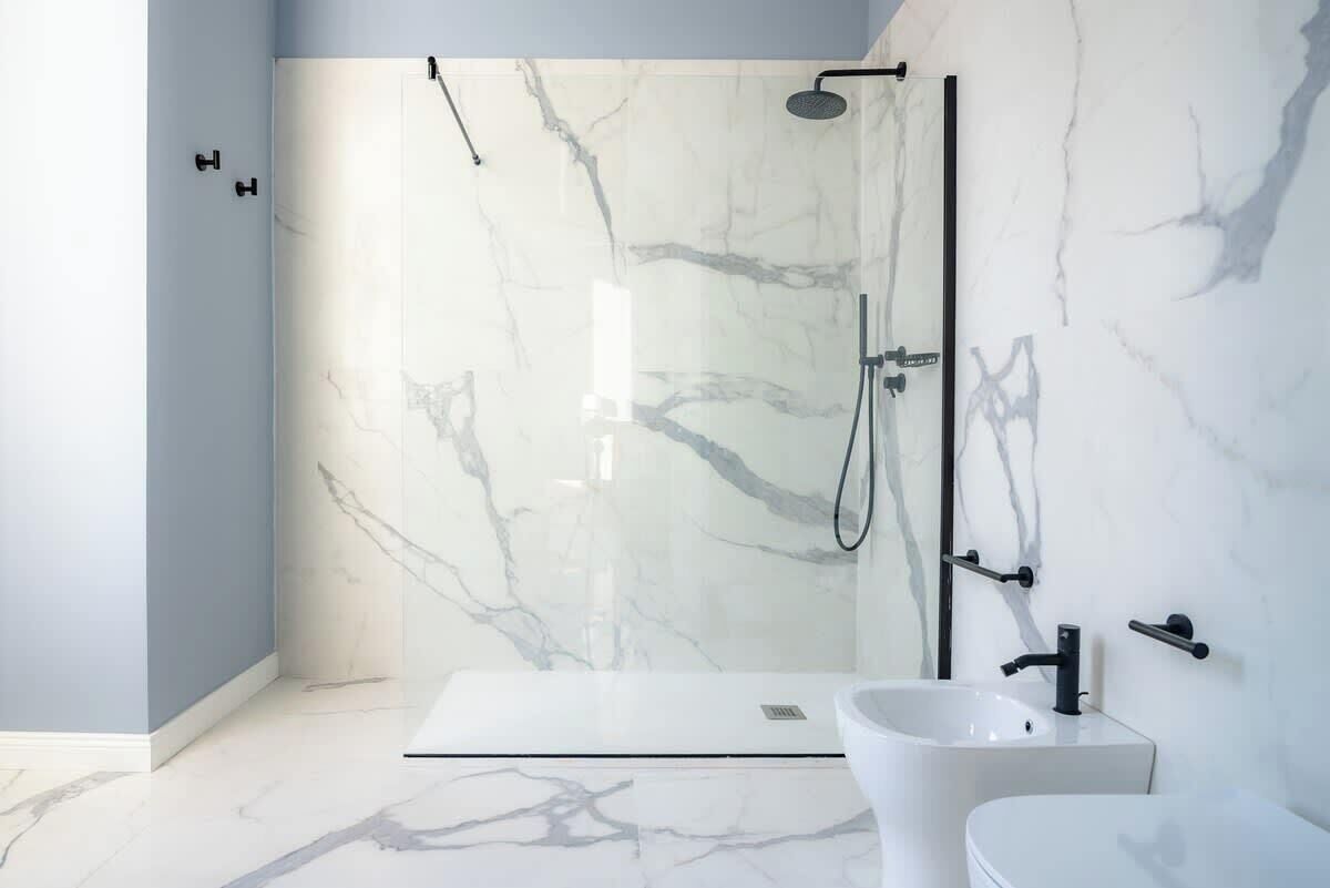 Shower, hair dryer, toilet paper