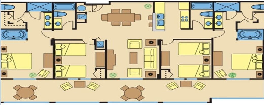 Penthouse Lay-Out  
2 - Master Suites - King Bed
2 - Bedrooms - 2 Queen beds