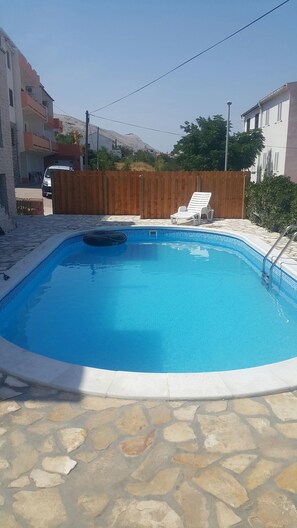 Outdoor pool, a heated pool - Villa Adria II, apartment B2, with 2 swimming pools (Pag)