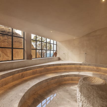 Sauna, steam room, body treatments, facials, 5 treatment rooms, massages