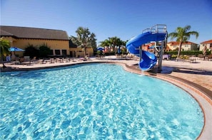 The resort pool, slide, hot tubs and bar/grill will make a lazy day the best!