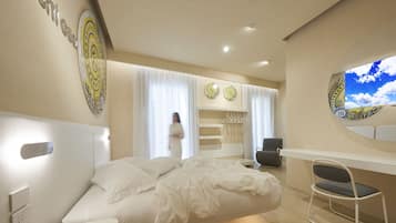 1 chambre, literie hypoallergénique, matelas mémoire de forme, minibar
