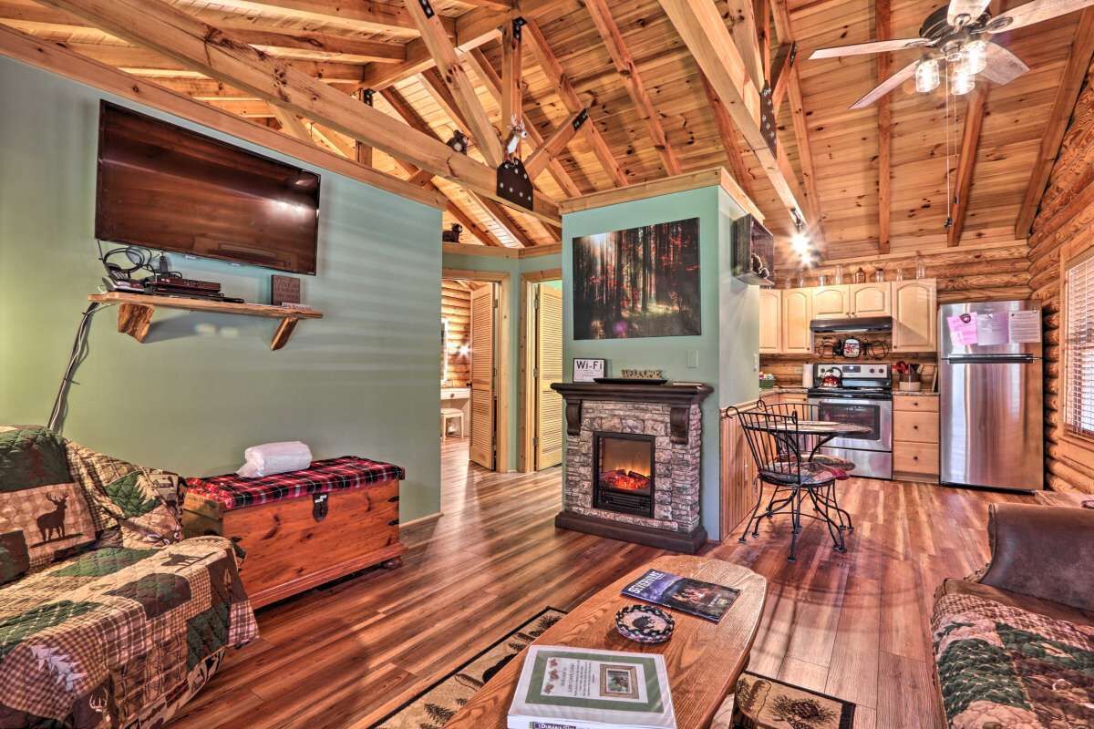 Smart TV, fireplace, video games, DVD player