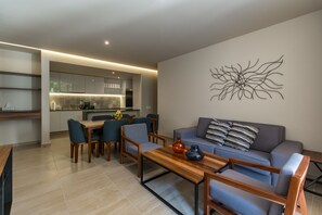 Family Apartment, 2 Bedrooms, Balcony, Garden View | Living area | 42-inch flat-screen TV with cable channels, TV - Kaab At The Park by The Spot Rentals (Playa del Carmen)