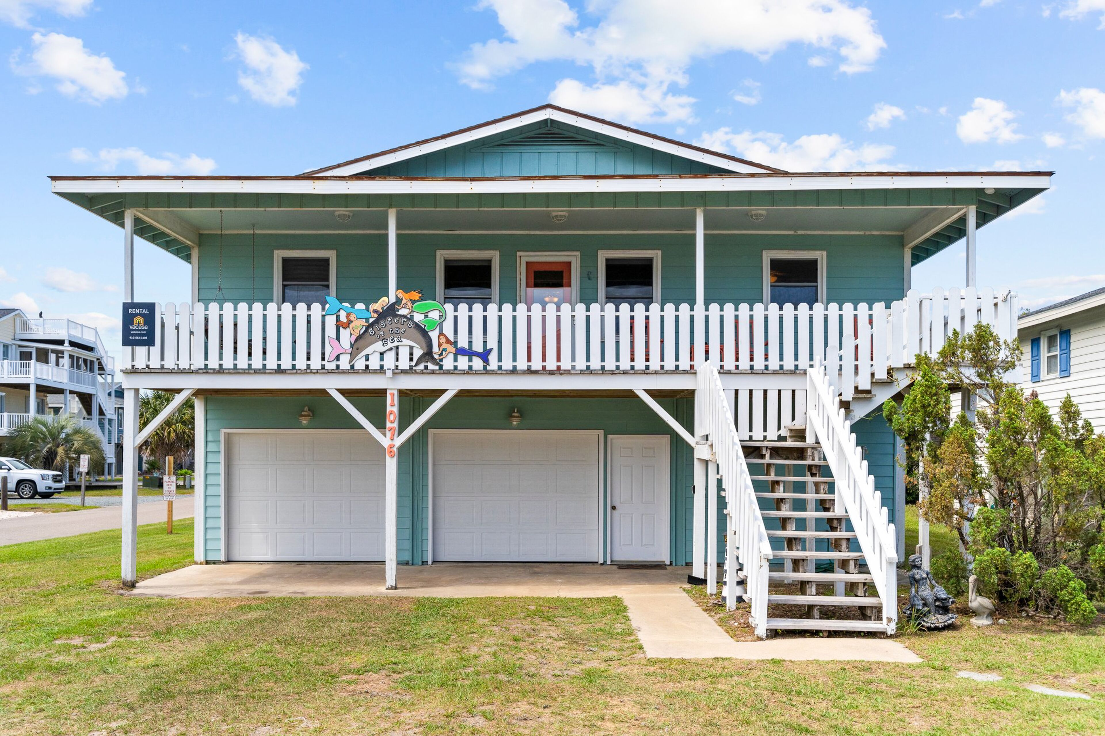 Second-Row Home with Beach Access, Fenced Backyard, 2 Covered Porches & WiFi