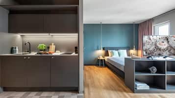 Leilighet – standard, 1 queensize-seng, kjøkken (Full Kitchen, Medium) | Allergitestet sengetøy, safe på rommet, skrivebord og lydisolert