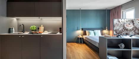 Departamento estándar, 1 cama Queen size, cocina (Full Kitchen, Medium) | Ropa de cama hipoalergénica y caja de seguridad en la habitación