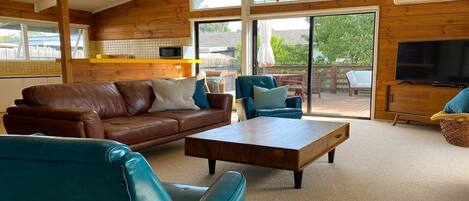 TV, DVD player, books, video library