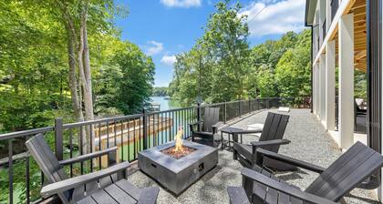 Drift Away Ridge, Brand New Lakefront Luxury w/ Covered Decks + Hot Tub, Fire Pit, Party Deck & Dock...