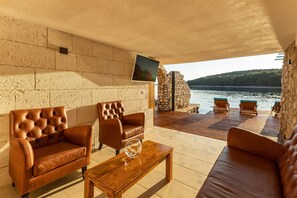 Villa, 3 Bedrooms, Terrace, Sea View | Living room | Fireplace - Villa Otus (Pasman)