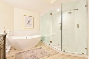 Bathtub, hair dryer, towels