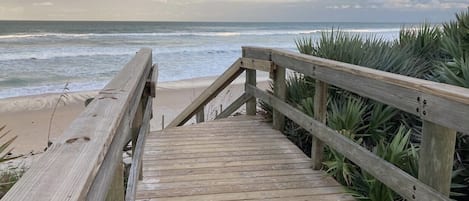 Beach nearby, sun loungers