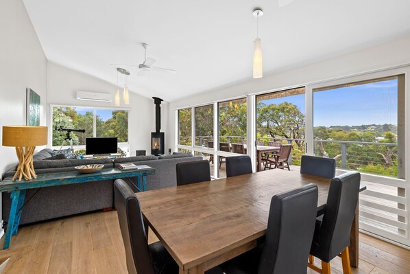 Télévision, cheminée, lecteur de DVD