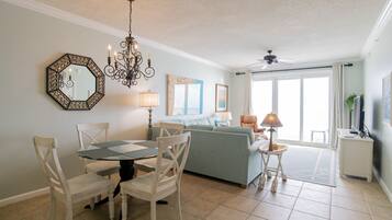 TV, DVD player, stereo