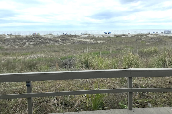 walking off the oceanfront back porch