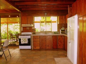 Fridge, microwave, oven, coffee/tea maker