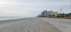 Beach nearby, sun loungers