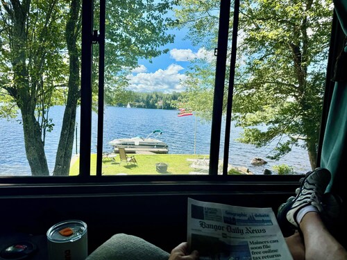 Gorgeous Lakefront House Rental facing South on Green Lake in Dedham, Maine