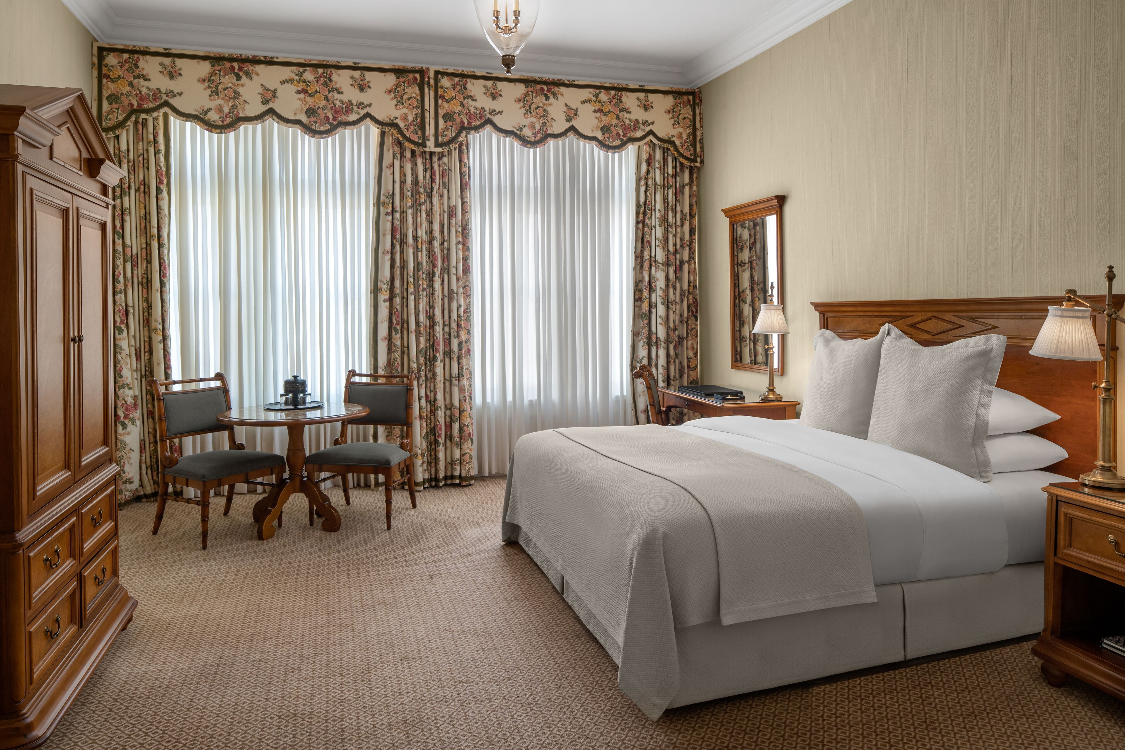 Premium bedding, down comforters, in-room safe, desk