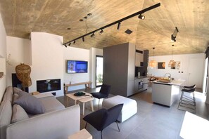 TV, fireplace - Villa with pool in an authentic natural environment (Linardići)