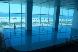 Indoor pool, outdoor pool - Serenity: Island Tower 702 3BR 3BA, 2 Gulf-Front Masters, + Free Beach Service!! (Gulf Shores)
