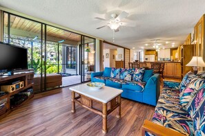 TV, lettore DVD, libri, impianto stereo