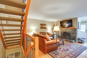 TV, fireplace, DVD player, video library - Ski-In Retreat w/ Pool! 2 Blocks to Main St Breck (Breckenridge)