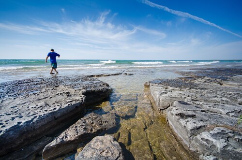 Off Grid Experience on the most unique alvar rock beach on Manitoulin Island.