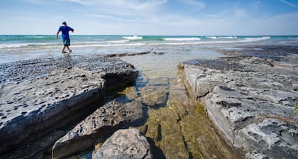 Off Grid Experience on the most unique alvar rock beach on Manitoulin Island.