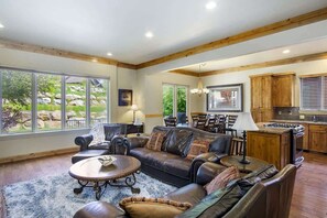 TV, fireplace, offices