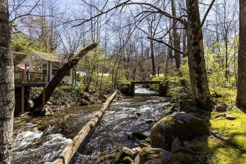 Creekside Cabin • Yard, Fire Pit & Hot Tub