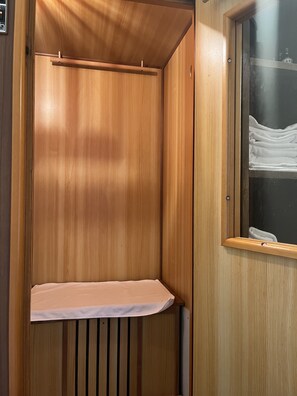 Shower, free toiletries, hair dryer, slippers