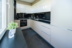 Oven, stovetop, dishwasher, electric kettle