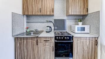 Comfort-Apartment | Eigene Küche | Großer Kühlschrank, Mikrowelle, Herdplatte, Wasserkocher