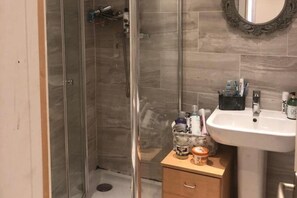 Shower, towels, soap