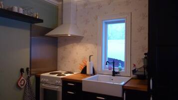 Fridge, microwave, oven, coffee/tea maker