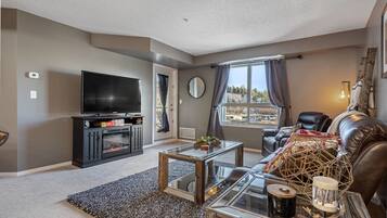 TV, fireplace, offices