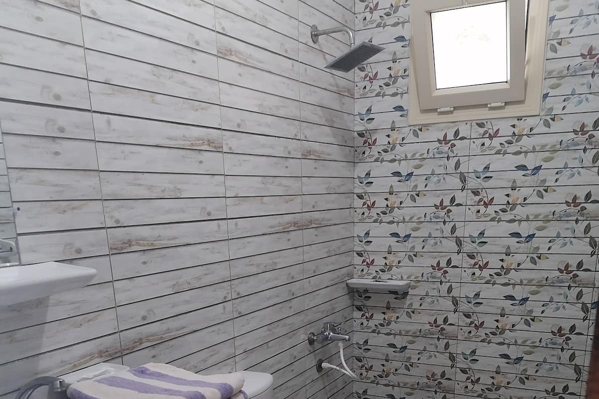 Separate tub and shower, free toiletries, hair dryer (on request)