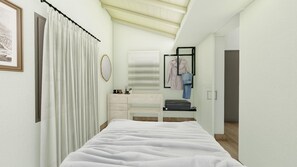 2 habitaciones y tabla de planchar con plancha 