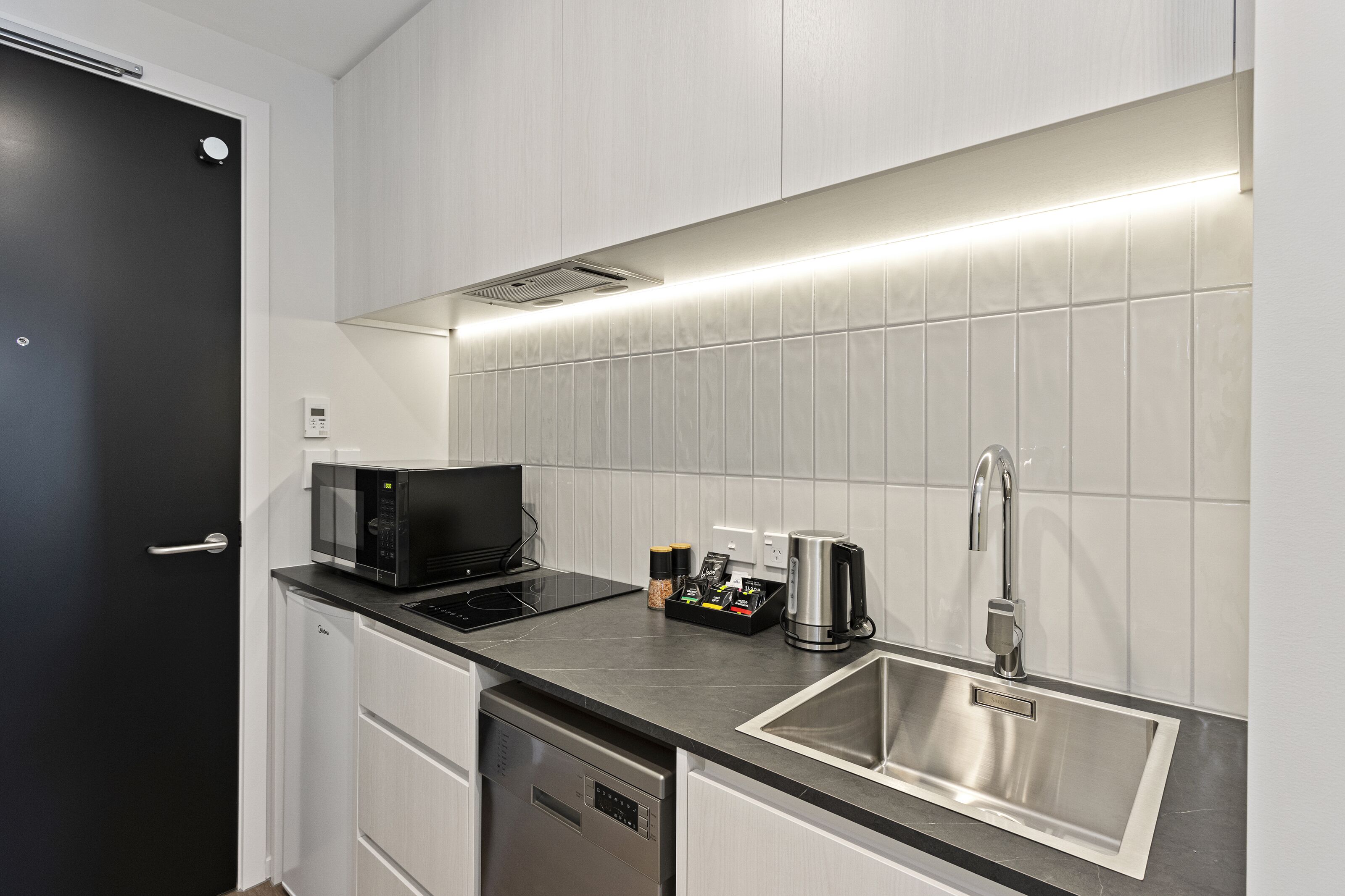 desk, laptop workspace, blackout curtains, soundproofing