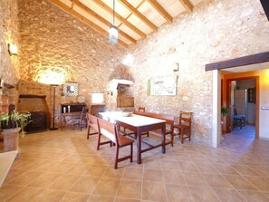 Dining - Holiday Home Son Garbi with Mountain View, Wi-Fi, A/C, Pool, Garden, Terrace & Balcony (Algaida)