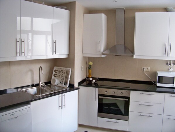 Fridge, microwave, dishwasher, toaster