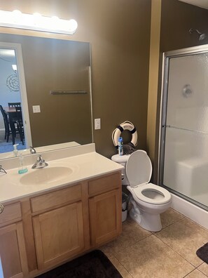 Secador de pelo, toallas, jabón y papel higiénico