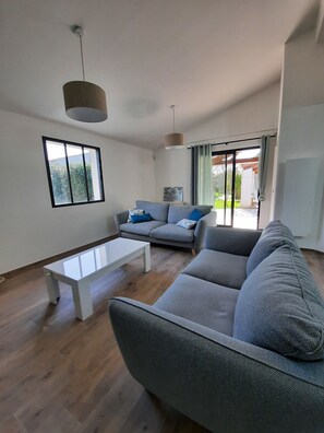 Télévision, cheminée, lecteur de DVD