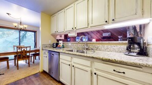 Fridge, microwave, oven, dishwasher