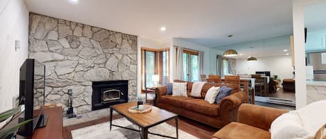 TV, fireplace, DVD player