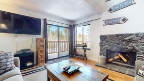TV, fireplace - Summit 244 Walk to Eagle, Spacious, Great Complex Amenities by RedAwning (Mammoth Lakes)