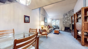 TV, fireplace, stereo