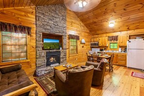 Smart TV, fireplace, streaming services